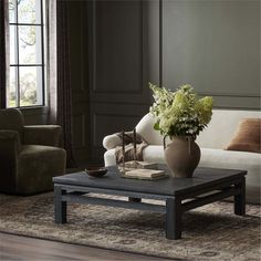 a living room scene with focus on the coffee table