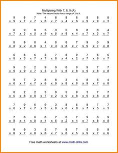 the printable worksheet for multiplying