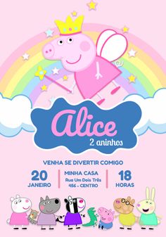 the poster for pepo's birthday party is shown in pink, blue and yellow