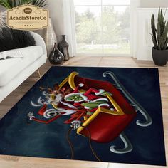 a living room area rug with a painting on the floor