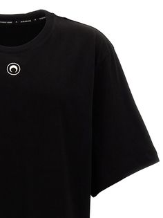 Cotton T-shirt with embroidered 'Moon Logo' on the front, crewneck, and short sleeves. Composition: 100% cotton Embroidered Moon, Moon Logo, Sweatpants Shorts, Marine Serre, Knitwear Tops, Fashion Line, T-shirt Polos, Tory Burch Shoes, Logo T Shirt