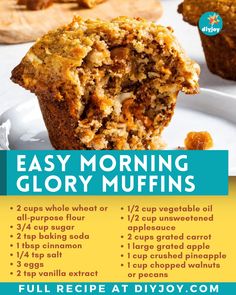 the recipe for easy morning glory muffins