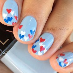 Fun Easy Nail Designs to Celebrate Labor Day ★ See more: http://glaminati.com/fun-easy-nail-designs-labor-day/ Patriotic Nail Designs, Patriotic Nail, Rounded Acrylic Nails, Patriotic Nails Design, Fourth Of July Nails, 4th Of July Nails, July Nails