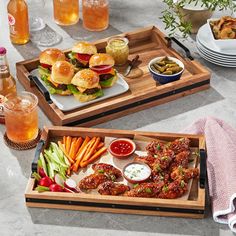 Member’s Mark Acacia Wood Rectangular Serving Trays Set of 2 - Outdoor Entertaining - Member’s Mark Wood Serving Trays, Diy Serving Tray, Cheese Serving Board, Serving Tray Set, Appetizer Plates Set, Breakfast Tray, Platter Set, Food Serving Trays, Members Mark