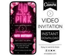 an iphone case with the text 40 pink on it and balloons in front of it