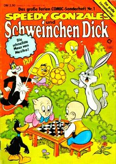 an old comic book with cartoon characters playing chess