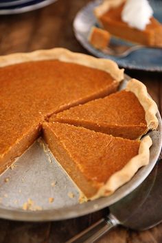 a pie sitting on top of a metal pan