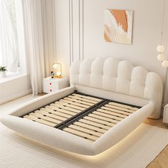 the bed is made up and ready for someone to use it in their home or office