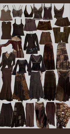 Brown Hippie Skirt, Gothic Hippy, Vintage Bohemian Outfits, Alt Wardrobe, Earthy Witch Aesthetic Fashion, Witchy Outfit Inspo, Hobo Style Outfits, Light Witch Aesthetic Outfit, Dark Earthy Aesthetic Outfits
