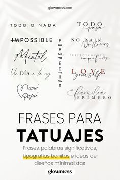 a poster with different types of writing in spanish and english on the back of it