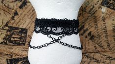 All my items are handmade! I have choker bands with two different finishes; a matte velvet, and a faux leather. The back of both styles (the part that will contact the skin) is the same, and is composed of soft material. The finish on the band does not actually touch the skin, so should you like the faux leather look better, you can be assured that you won't actually end up with faux leather material against the skin of your neck. All my chokers are sewn by me. I pre-wash all my lace before sewi Gothic Choker For Concert, Gothic Choker For Halloween Concert, Adjustable Emo Choker For Alternative Fashion, Handmade Adjustable Choker For Alternative Fashion, Edgy Black Choker For Festivals, Black Emo Choker For Concerts, Adjustable Grunge Choker For Halloween, Adjustable Gothic Choker For Alternative Fashion, Black Choker For Alternative Fashion