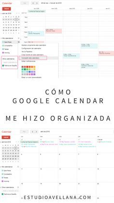 a calendar with the words como google calendar me hizo organizada