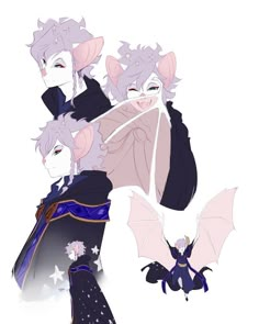 some anime characters with bats on their shoulders