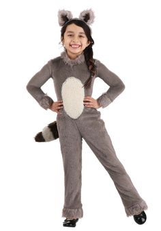 PRICES MAY VARY. Adorable Raccoon Cutie: Transform your little one into the sweetest forest dweller with this charming Girl's Raccoon Costume! Perfect for themed parties, Halloween, or imaginative play. High-Quality Construction: Made of 100% polyester, this costume features a soft minky jumpsuit with a convenient zipper down the center back for easy dressing up and removal. Authentic Raccoon Details: Your toddler will love the faux shag fur accents on the collar, sleeve, and ankle cuffs, adding a realistic touch to their raccoon look. Playful and Fun: The fiber-filled faux fur tail sewn in the back completes the costume, ensuring your little raccoon is ready for some mischievous adventures in the wild! Versatile Dress-Up Option: Ideal for toddlers who love animals and play-pretend, this T Diy Raccoon Costume Kids, Diy Racoon Costume, Woodland Creature Costume, Creature Costume, Raccoon Costume, Jumpsuit Style, Animal Costumes, Toddler Costumes, Group Costumes