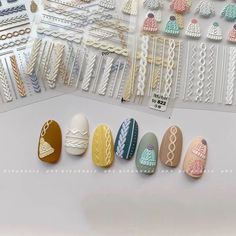 Nail Art Sweater Design, Nail Sticker Inspiration, Sweater Nails Art Kit & Tools, Nail Art Stickers Decals Christmas, Snowflake Nail Stickers, Diy Nails Easy, Diy Nails At Home, Nail Stickers Decals, Sweater Nails