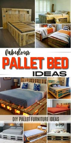 pallet bed made from wooden pallets with text overlay reading fabulous pallet bed ideas