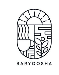 the logo for baryoosha, a restaurant that is located in an industrial area