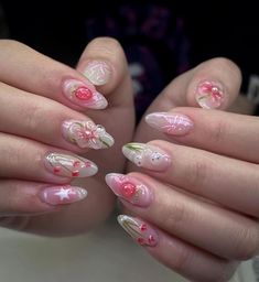 Frühling Nails, Fairytale Nails, Canada Nails, Fairy Nail Art, Colorful Acrylics, Paper Nails, Strawberry Nails, Nails Unique, Custom Press On Nails