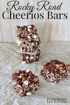 rocky road cheetos bars stacked on top of each other with white chocolate and nuts