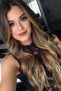 Red lips Fletcher Hair, Dark Blonde Hair, Long Brown Hair, Balayage Brunette, Hair Envy, Cool Hair Color, Vitamin B, Ombre Hair, Hair Dos