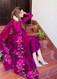 Purple raw silk kurti has delicate cutwork embroidery over the front with matching straight pant ,it  floral hand painted organza dupatta.  This beautiful dress is perfect for family, friends wedding, party and for bridesmaid dress. ✨We stitched  outfit with lot of care, so that our customers should not have any issues regarding finishing and fitting.  ✨There may slightly different in colour due to high quality camera resolution at the photography.  🌸Care instructions Dry clean only Luxury Purple Salwar Kameez For Reception, Purple Georgette Kurta With Sheer Dupatta, Purple Churidar With Sheer Dupatta, Designer Purple Unstitched Suit With Sheer Dupatta, Silk Salwar Kameez With Chikankari Embroidery In Purple, Purple Anarkali Chanderi Lawn Suit, Purple Organza Anarkali Set With Dupatta, Purple Organza Set With Chikankari Embroidery, Purple Chanderi Churidar With Dabka