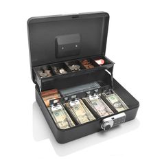 an open briefcase filled with lots of money