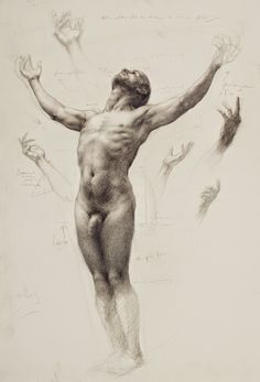 a drawing of a man with his arms outstretched