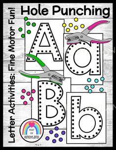 As you explore letters in your preschool or kindergarten lessons, use these letter activity sheets to support instruction of letter identification! Letter Hole Punch Activity, Letter A Stem Activities, Fine Motor Hole Punch Activities, Abc Fine Motor Activities, Hole Punch Letters Free, Alphabet Punch Cards, Fine Motor Morning Tubs Preschool, Hole Punch Letters, Tk Literacy Centers