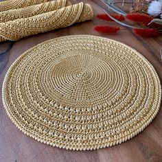 Dress your party tables with my contemporary style crochet Placemats. Featuring stunning weaved  formation; these eccentric round table placemats are perfect to add style and sophistication to the simplest of tablescapes. These placemats can be a great presentation for your table. Also these table mats prevent your table from scratching and protect from heat. Crochet placemats add difference to your table presentations. If you want to make a difference with stylish presentations on your table, c Plate Chargers Wedding, Chargers Wedding, Round Table Placemats, Gold Placemats, Wedding Placemats, White Placemats, Placemats For Round Table, Blue Placemats, Crochet Mug Cozy