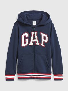 Kids Gap Logo Full-Zip Hoodie | Gap® EU Hoodie Gap, Zip Through Hoodie, Arch Logo, Gap Logo, Logo Azul, Gap Fit, E Logo, Hoodie Outfit, Gap Kids