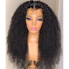 Glueless Soft 26“ 180Density Long Kinky Curly Lace Front Wig For Women BabyHair Natural Black Curly Lace Frontal, Top Wig, Curly Lace Wig, Affordable Wigs, Lace Front Human Hair Wigs, Wave Wig, Curly Human Hair Wig, Curly Lace Front Wigs, Lace Front Human Hair