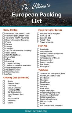 the ultimate travel packing list for europe