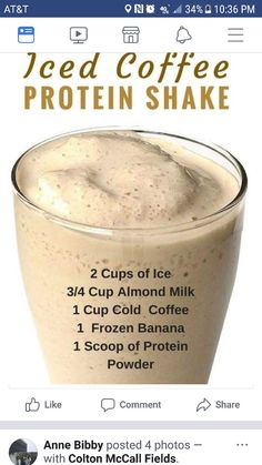 an ad for iced coffee protein shake on the app store's facebook page, which is