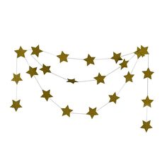 gold stars hanging from strings on a white background