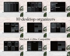 the top 10 desktop organizers for macbook and mac laptops with text overlaying them