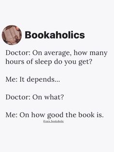 the text reads bookaholics doctor on average, how many hours of sleep do you