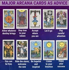 the major arcana cards as advice