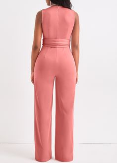 Pink Jumpsuit Elegant, Pink Belt, Rompers Online, Trendy Fashion Outfits, Dinner Outfits, Type Of Pants, Sleeveless Jumpsuits, Jumpsuit Fashion, Dusty Pink