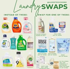 an ad for household cleaning products with the words, laundry swaps instead of these