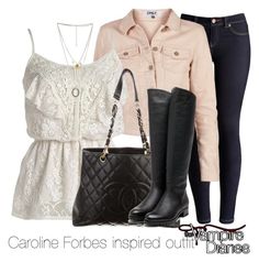 "Caroline Forbes inspired outfit/The Vampire Diaries" by tvdsarahmichele ❤ liked on Polyvore featuring Joules, ONLY, Chanel and Rupert Sanderson 2011 Outfits, Caroline Forbes Outfits, Vampire Diaries Fashion, Vampire Diaries Outfits, Fandom Outfits, Caroline Forbes, The Vampire Diaries, Teenager Outfits, Other Outfits