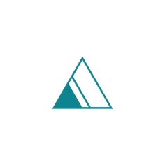 the triangle logo is made up of two different shapes, one blue and one green