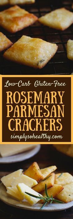 rosemary parmesan crackers with text overlay