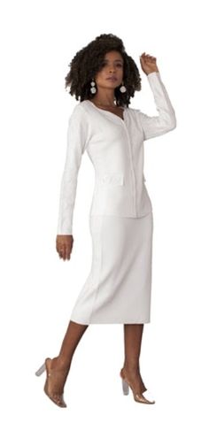 Kayla Knit 5300 2 piece Knit Skirt Suit Colors: White Jacket Length: 24" Skirt Length: 33" Sizes: 6, 8, 10, 12, 14, 16, 18, 20, 22, 24 First Lady Church Suits, Suit Colors, Church Suits And Hats, Women Church Suits, Plus Size Skirt, Church Fashion, Curvy Fashionista, Church Suits, Church Outfits