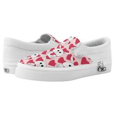 Cute bunny love Valentine's Day Heart pattern pink Slip-On Sneakers ZIPZ Shoes by #PLdesign #ValentinesDay #style #fashion #accessories @zazzle Valentine's Day Gift Ideas, Valentines Day Hearts, Heart Pattern, Love Valentines, Cute Bunny