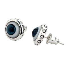 Sterling Silver Evil Eye Stud Earrings New  made of top-tier sterling silver;  925 hallmark stamp is on both earrings;  Earring diameter – 9 mm;  Eyeball diameter – 7 mm;  Hand-crafted product.   Are you’re looking for protection against malevolent gazes? To fight fire with fire, you need evil eye jewelry. An eye it features will ward off ill-wishers and evil spirits.  Our Evil Eye Stud Earrings offer one of the coolest ways to incorporate protective symbolism in your look. They are quirky and a Eyeball Earrings, Evil Spirits, Evil Eye Jewelry, Eye Jewelry, Top Tier, Evil Eye, Silver 925, Hallmark, Hand Crafted