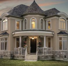 a very big pretty house in the evening