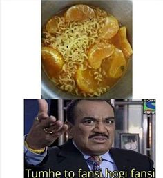 two pictures one with noodles and the other with oranges in it, both have captions