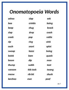 an english word list with the words onomatopia and other words on it