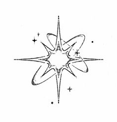 a black and white drawing of a star in the middle of it's center