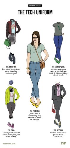 an advertisement for the tech uniform, with different types of clothes and accessories on it